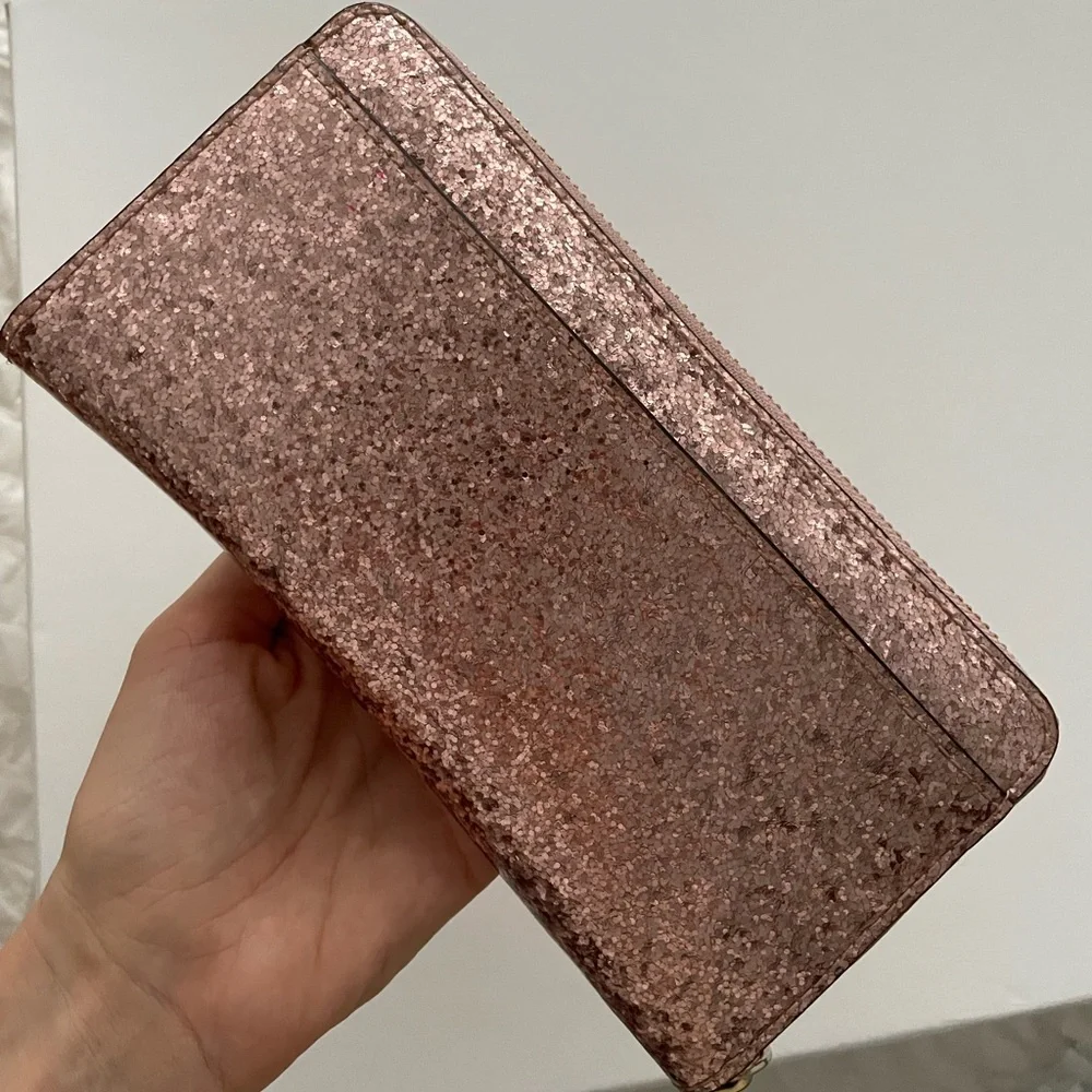 Kate‎ Spade New York Tinsel Smooth Glitter Large Wallet (Rose gold)
